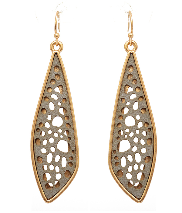 Metal leather filigree earring