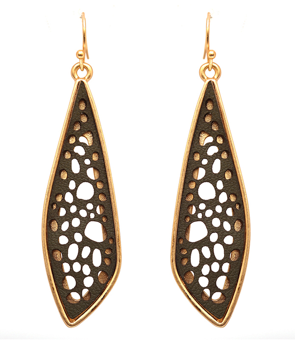 METAL LEATHER FILIGREE EARRING