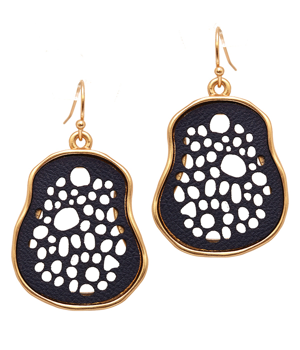 METAL LEATHER FILIGREE EARRING