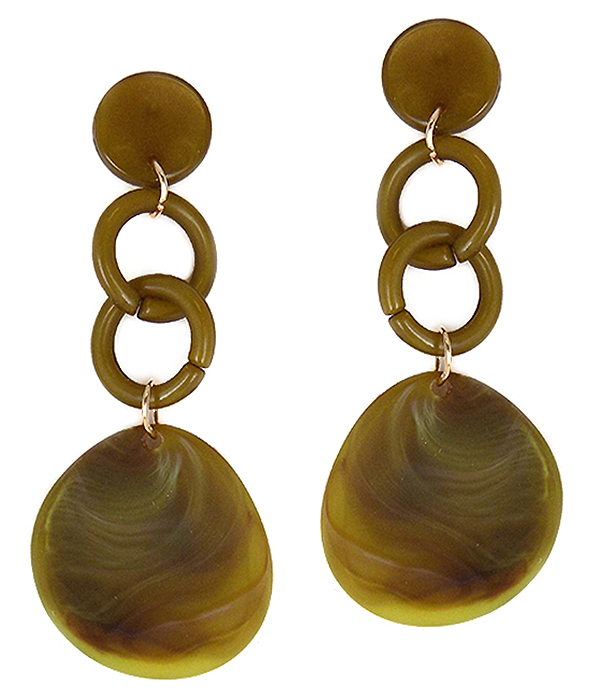 SHELL DISC DROP EARRING