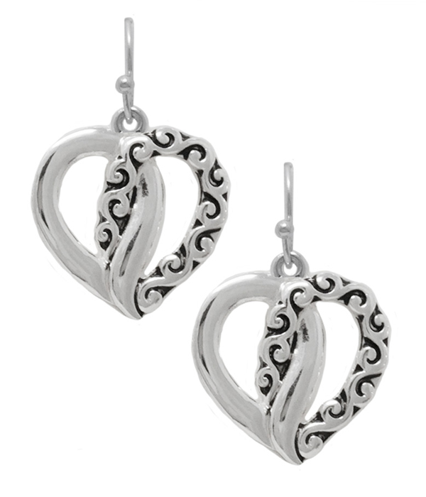 Designer pattern heart earring