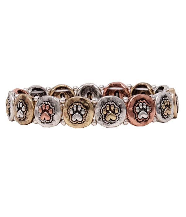 MULTI PAW PRINT STRETCH BRACELET