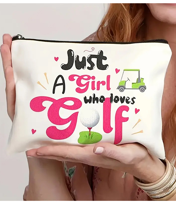 Sport theme cosmetic makeup bag - golf girl