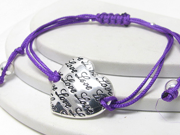 Message heart and braided yarn friendship bracelet