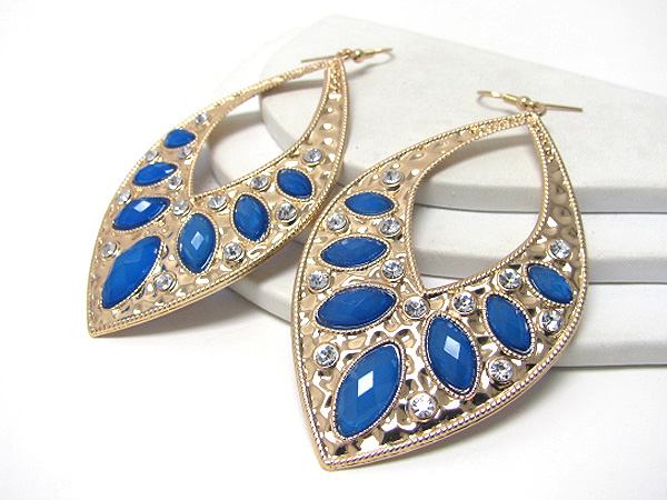 Crystal and acrylic stone deco drop earring