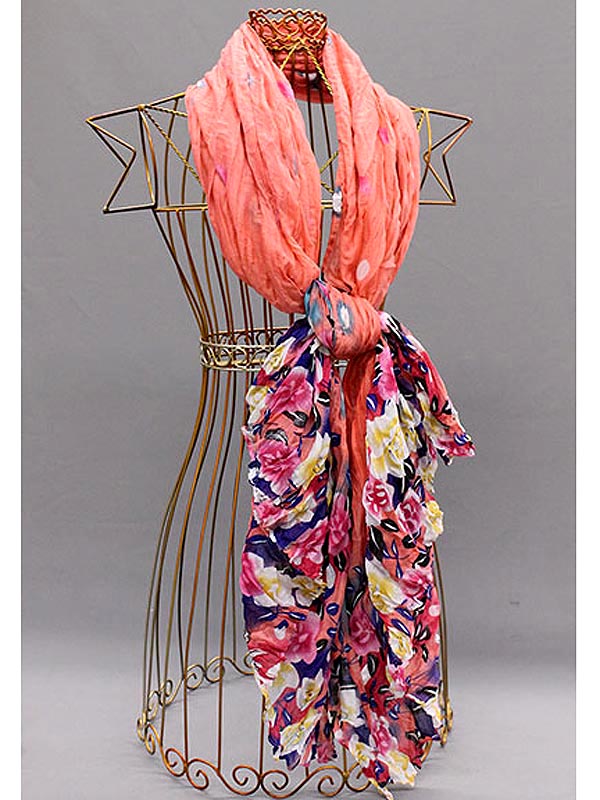 100% polyester botanical garden scarf