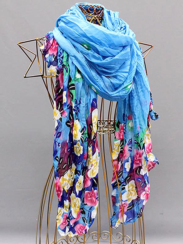 100% polyester botanical garden scarf