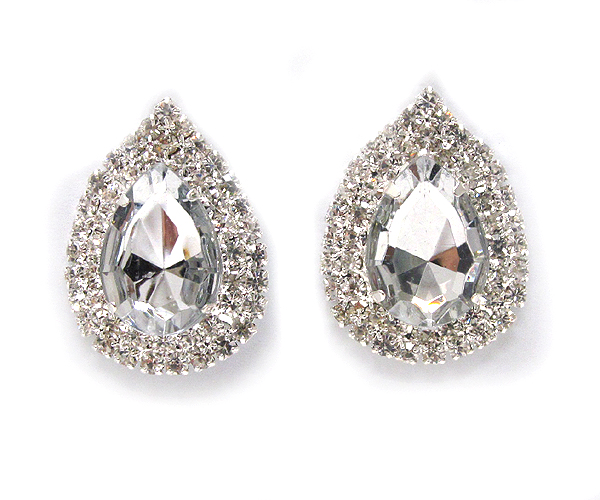Teardrop crystal and rhinestone edge deco earring