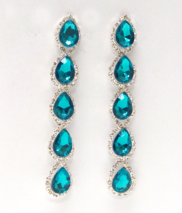 Multi teardrop crystal and rhinestone deop earring