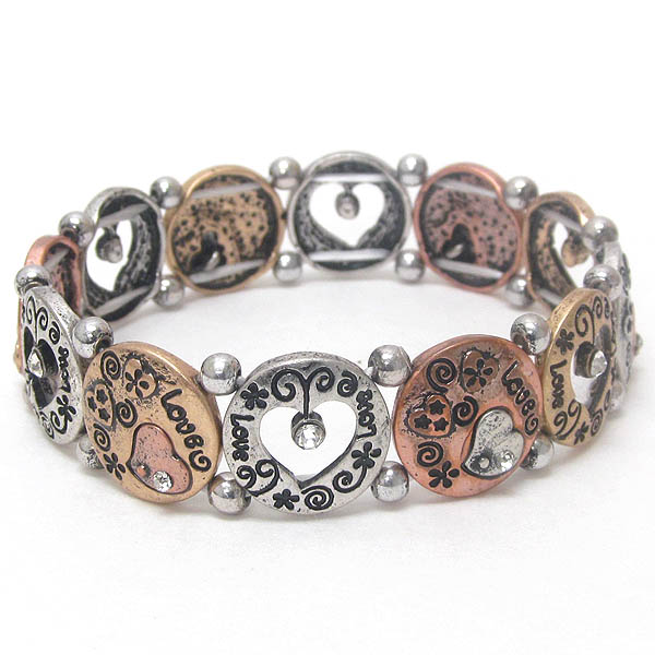 Vintage style love theme chico style stretch bracelet