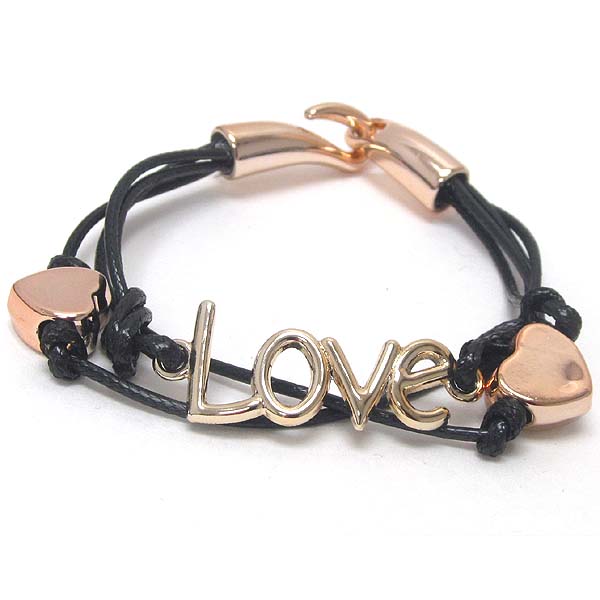 Love and heart double cord bracelet