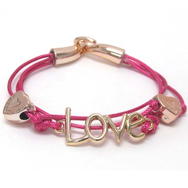 Love and heart double cord bracelet