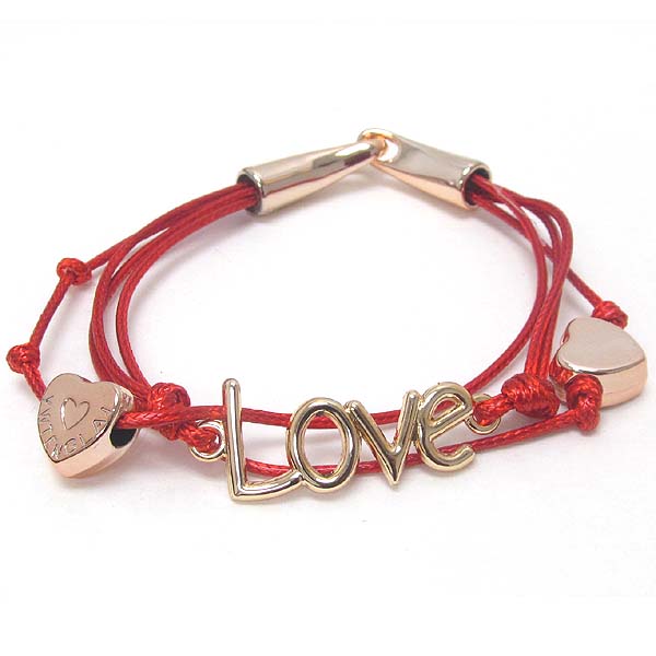 Love and heart double cord bracelet