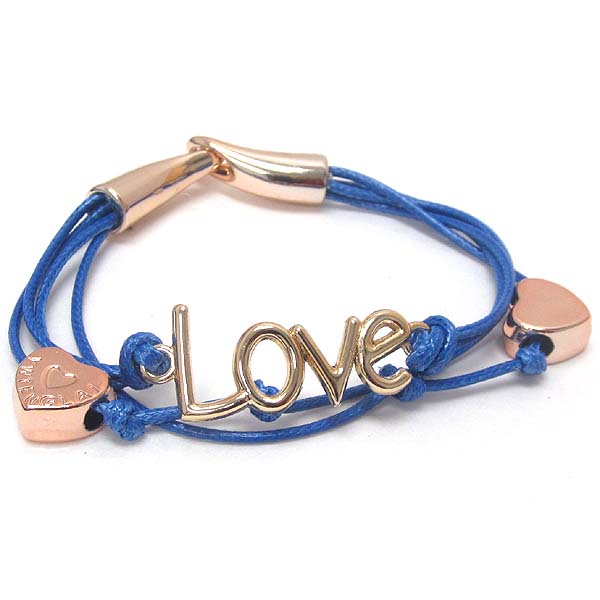 Love and heart double cord bracelet