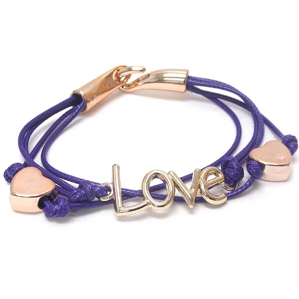 Love and heart double cord bracelet