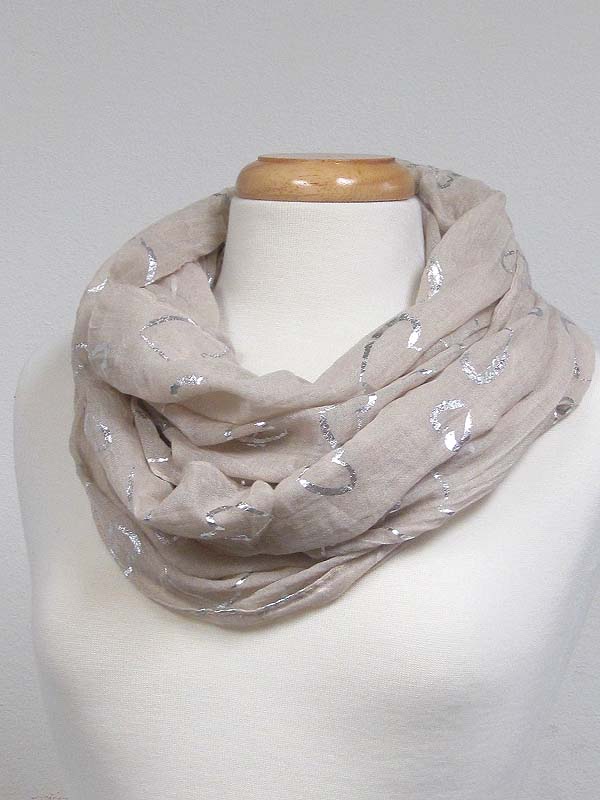 Metalic silver heart infinity scarf