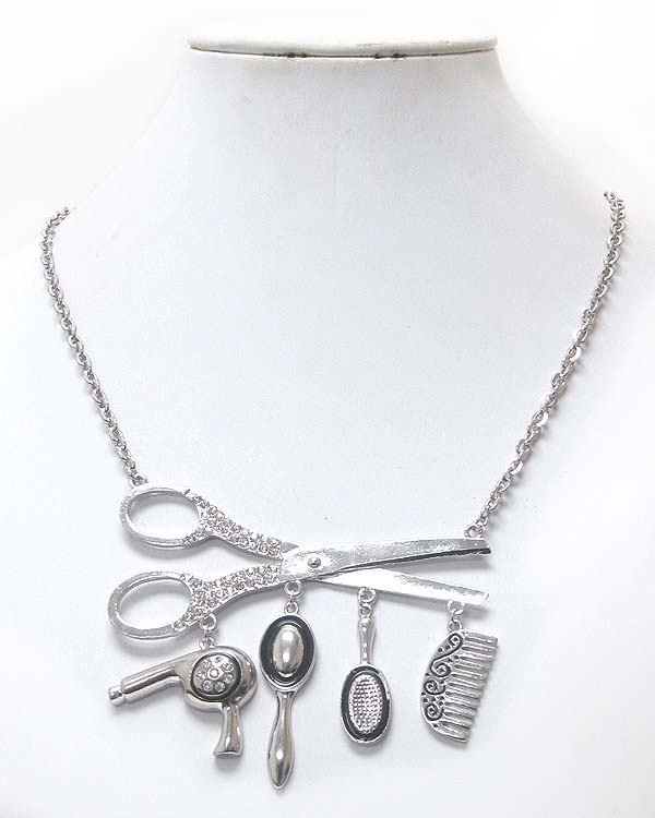 Premier electro plating beauty theme scissor pendant necklace