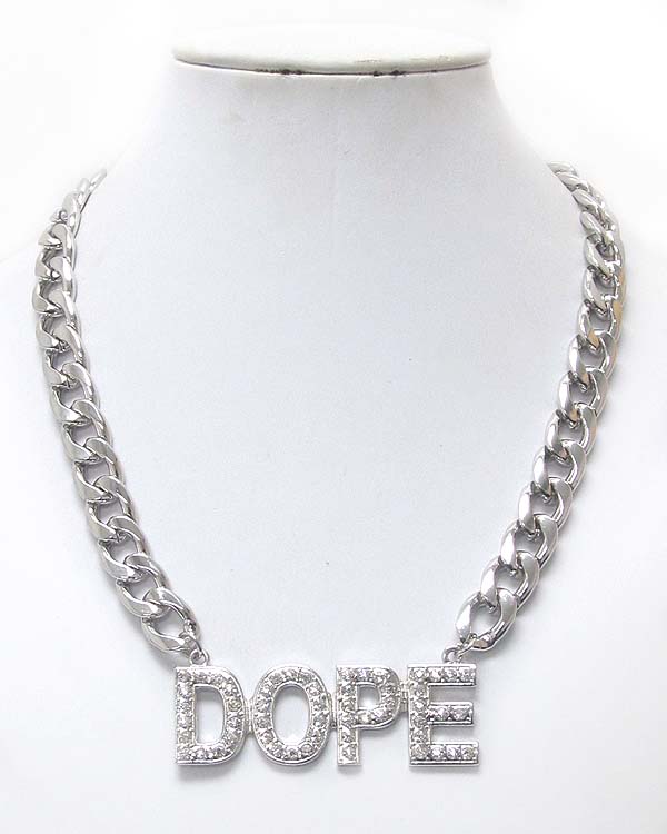 Premier electro plating crystal dope pendant and thick chain necklace