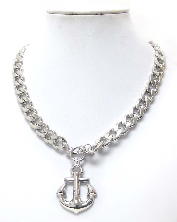 Premier electro plating anchor and thick chain toggle necklace