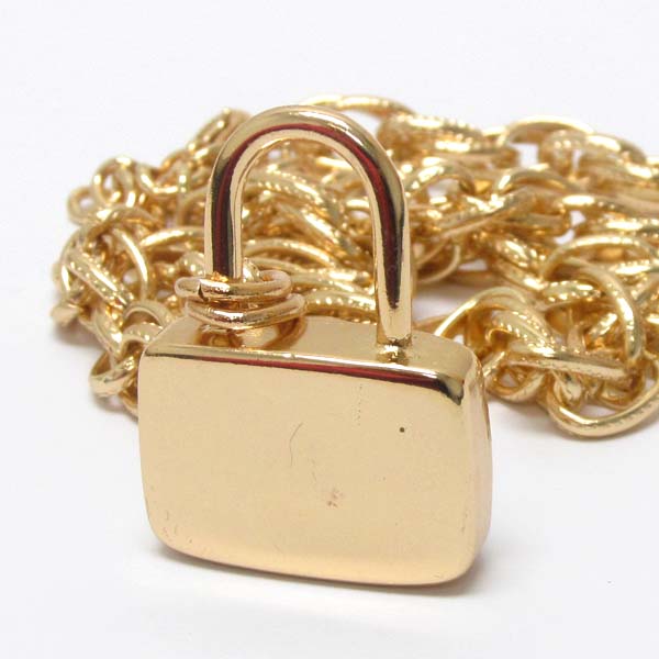 Premier electro plating metal lock pendant and chain necklace