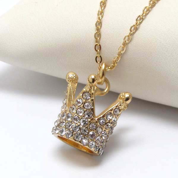 Premier electro plating crystal crown necklace