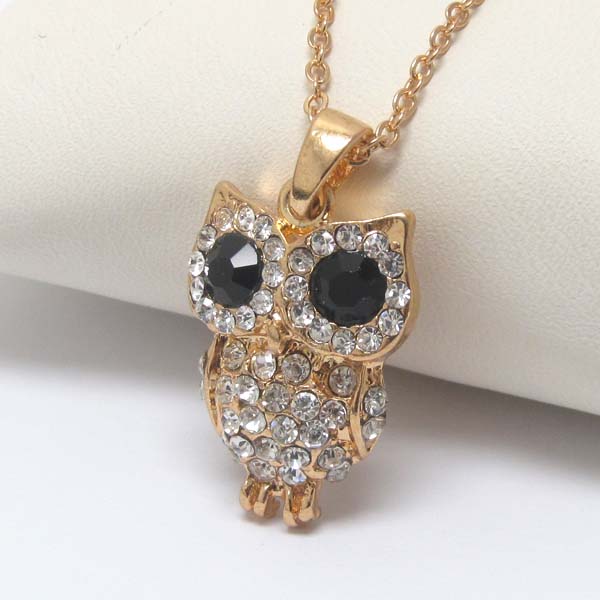 Premier electro plating crystal owl necklace