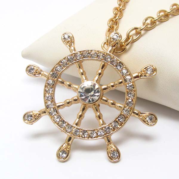 Premier electro plating crystal wheel pendant necklace