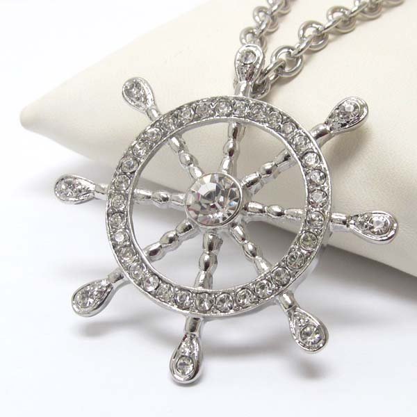 Premier electro plating crystal wheel pendant necklace
