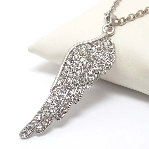 Premier electro plating crystal angel wing pendant necklace