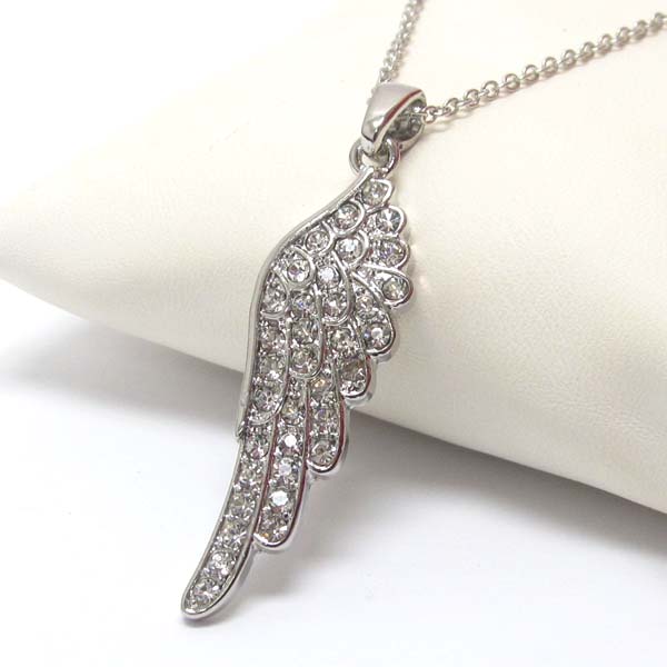 Premier electro plating crystal angel wing pendant necklace