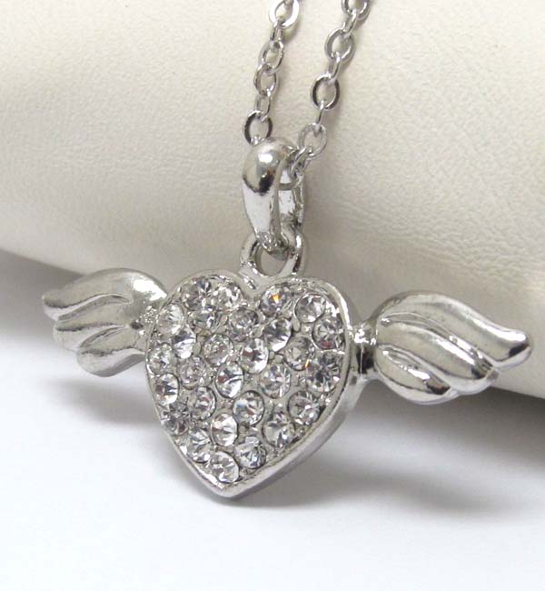 Premier electro plating heart and angel wing pendant necklace -valentine