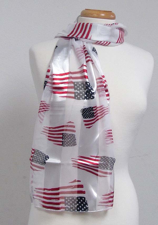 American flag theme satin stripe print sash scarf - 100% polyester  made in korea