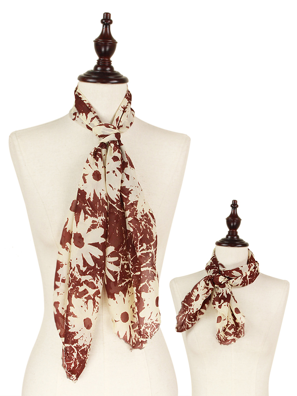 Daisy print chiffon scarf - 100% polyester