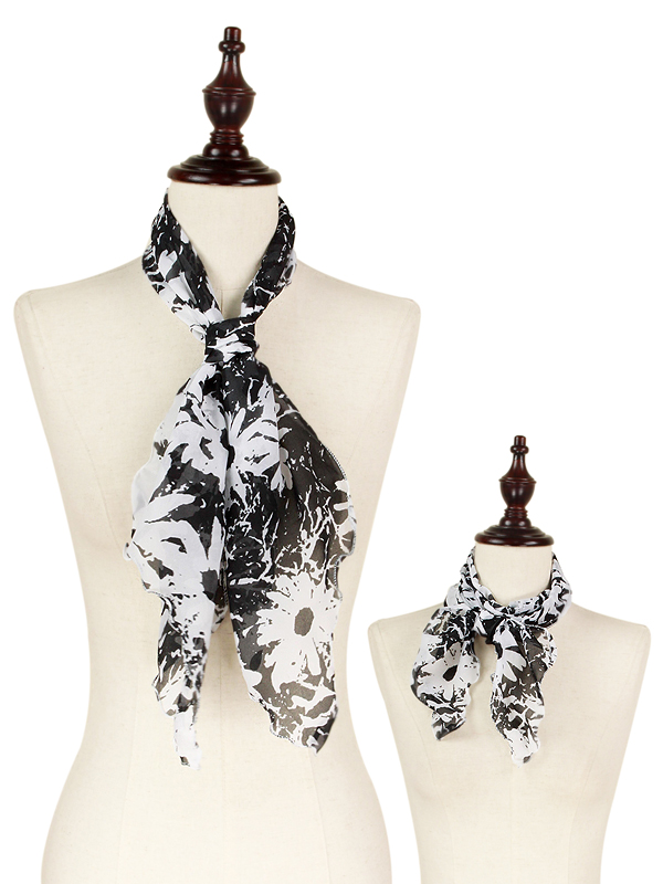 Daisy print chiffon scarf - 100% polyester