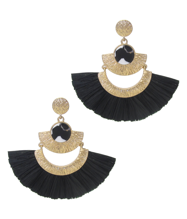 Raffia fan tassel earring