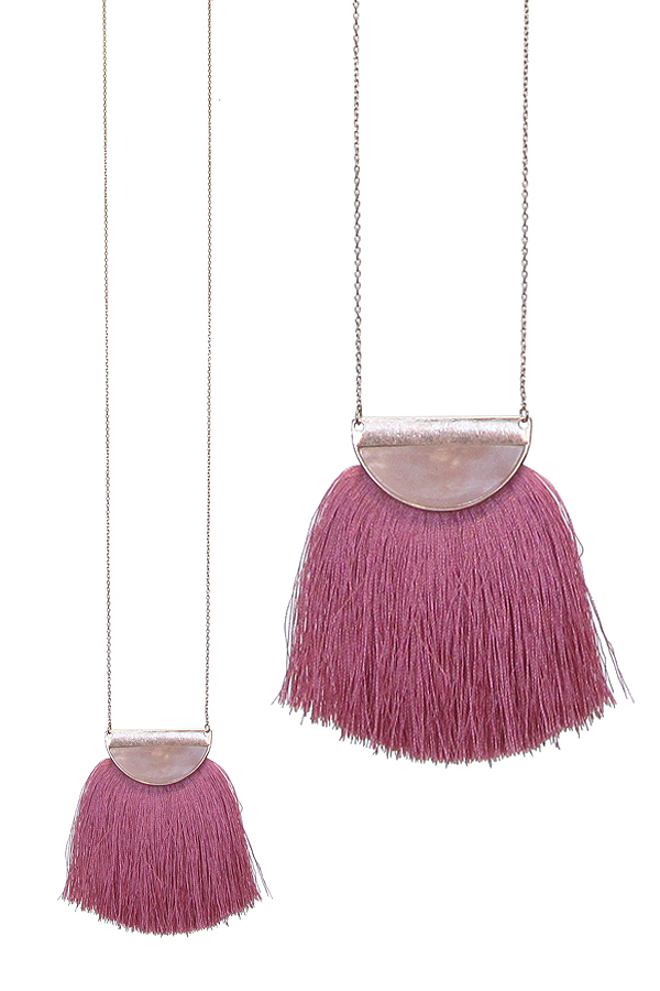 Semi precious stone and thread tassel long necklace