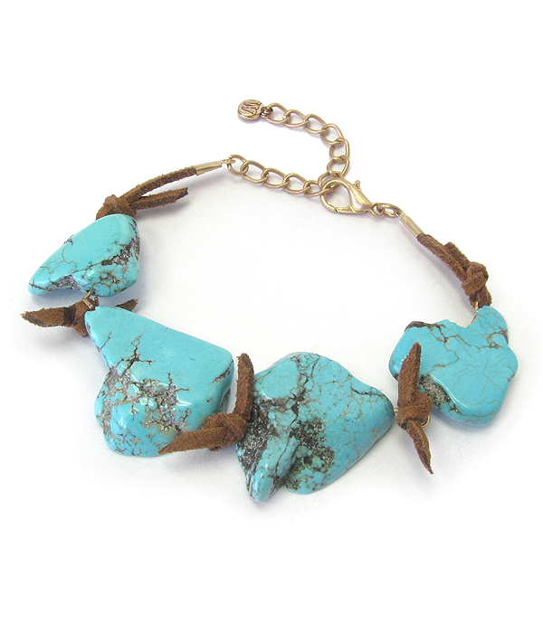 MULTI TURQUOISE AND LEATHER KNOT BRACELET