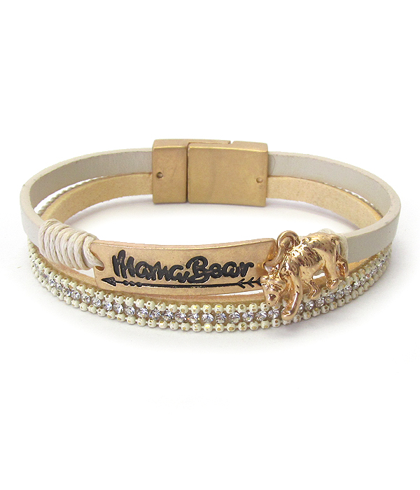 Double layer leather magnetic bracelet - mama bear