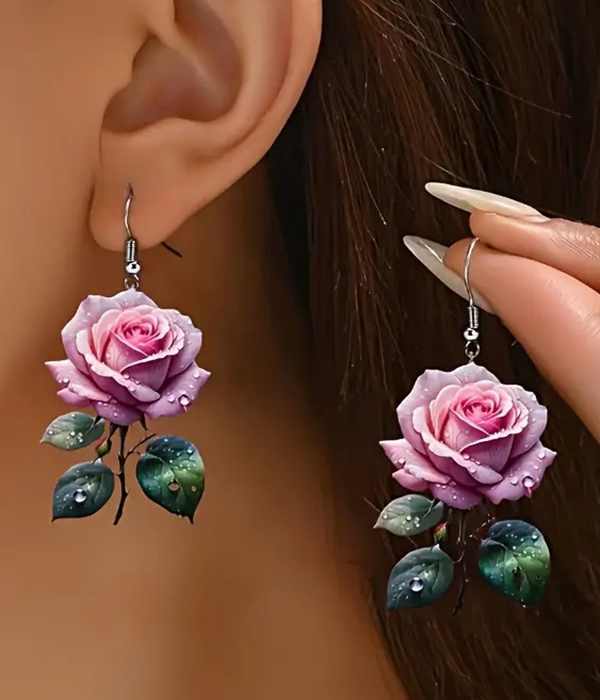 Acrylic flower earring - rose