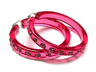 Acryl hoop earring with crystal - hoops