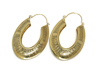 Antique style metal hoop earring - hoops