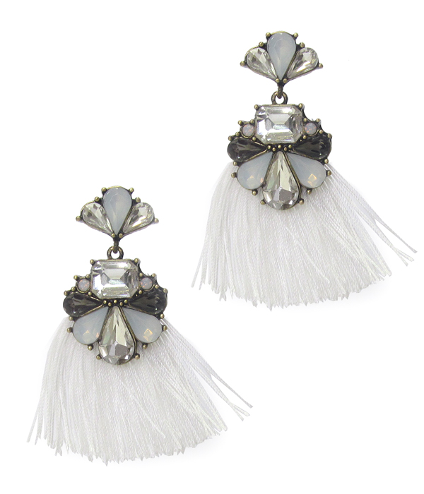 GLASS AND THREAD TASSEL VICTORIAN STYLE EARRING