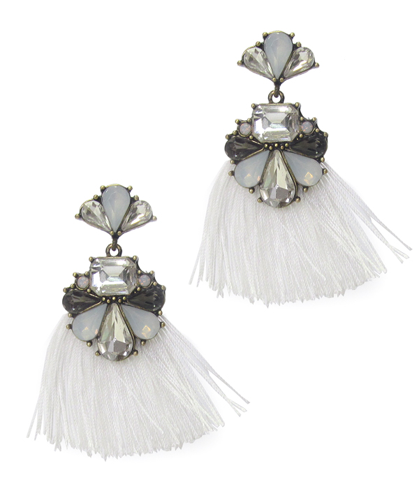 Glass and thread tassel victorian style earring