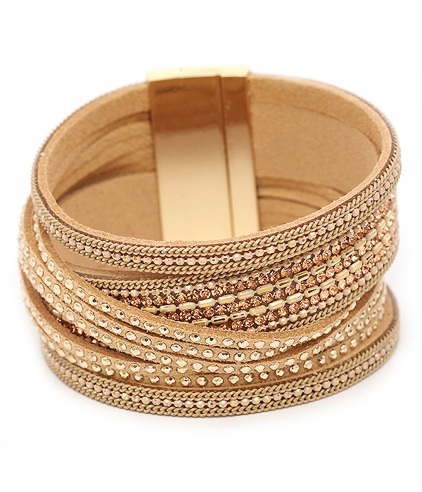 Multi layer leather magnetic bracelet