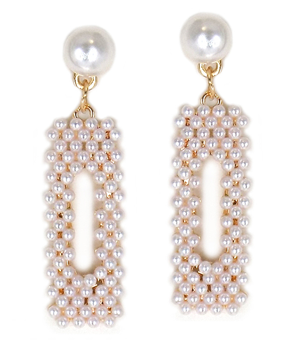 Multi pearl bead square drop earring