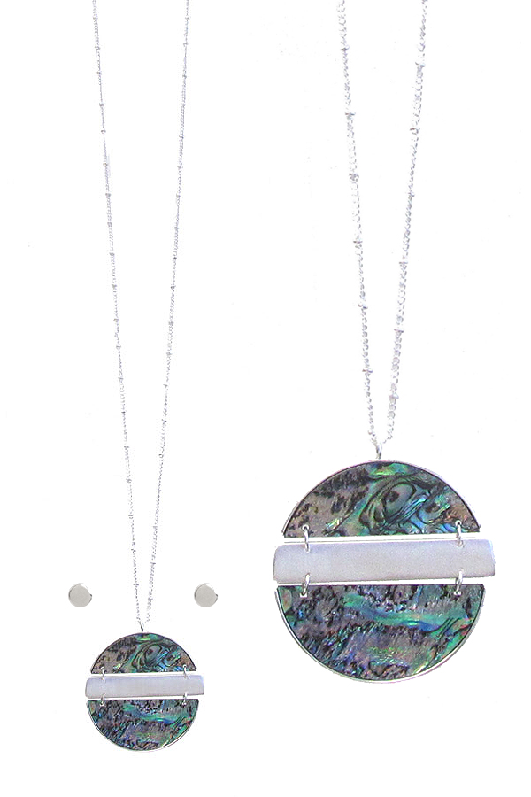 Celluloid and metal bar pendant long necklace set