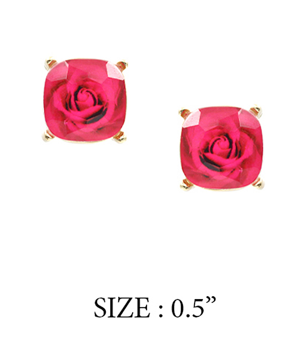 FACET STONE STUD EARRING - ROSE