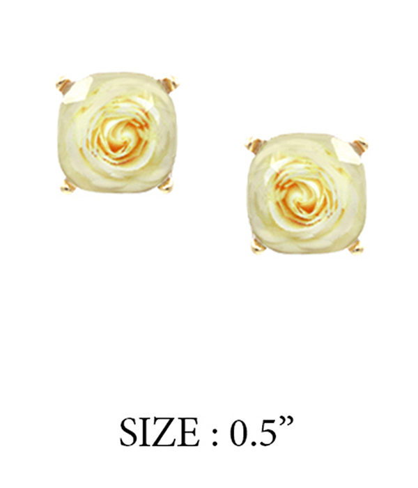 Facet stone stud earring - rose