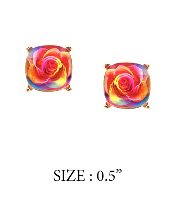 FACET STONE STUD EARRING - ROSE