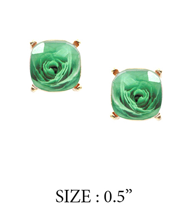 Facet stone stud earring - rose